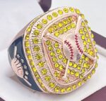 HOME PLATE PARTICIPATION RING --- ROSE GOLD BODY, YELLOW STONES (Item #55-33)