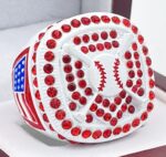 HOME PLATE PARTICIPATION RING --- WHITE BODY, RED STONES (Item #55-17)