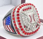 HOME PLATE PARTICIPATION RING --- SILVER BODY, RED STONES (Item #55-05)