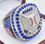 HOME PLATE PARTICIPATION RING --- SILVER BODY, BLUE STONES (Item #55-13)