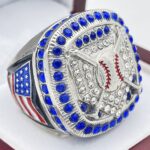 HOME PLATE PARTICIPATION RING --- SILVER BODY, BLUE STONES (Item #55-13)