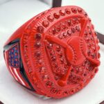 HOME PLATE PARTICIPATION RING --- RED BODY, RED STONES (Item #55-20)