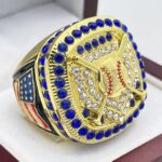 HOME PLATE PARTICIPATION RING --- GOLD BODY, BLUE STONES (Item #55-16)