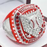 5 STAR HOME PLATE FINALIST RING --- RED BODY, CLEAR STONES (Item #37-05)