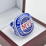 MVP BASEBALL/SOFTBALL RING --- WHITE BODY, BLUE PAINT, BLUE STONES (Item #53-269)