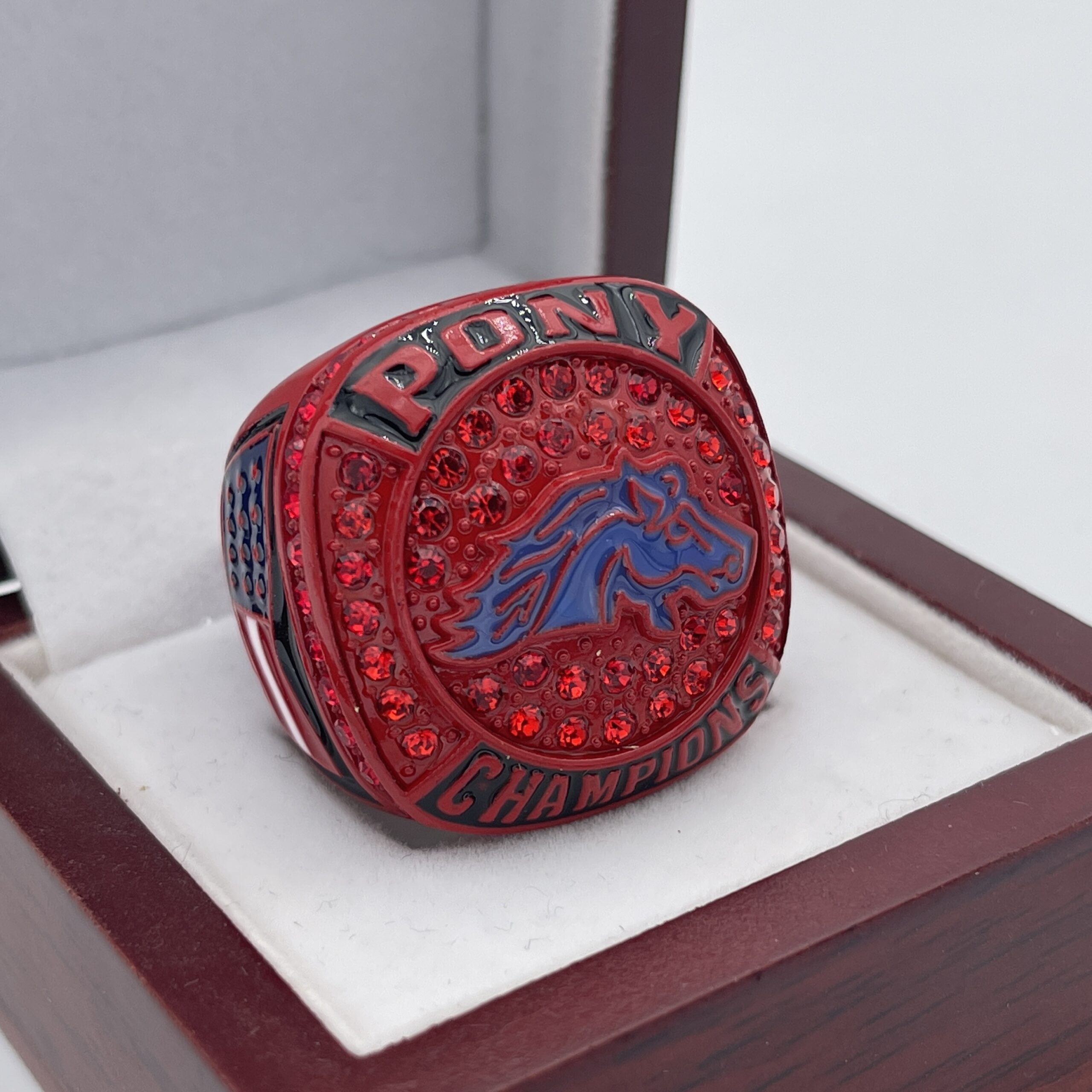 PONY CHAMPION RING — RED BODY (Item #40-24) – Discount Sports Rings