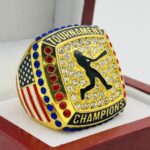 JUMBO SQUARE SLUGGER CHAMPION RING -GOLD BODY, CLEAR STONES (Item #57-172)