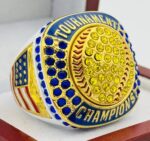 5 STAR SOFTBALL CHAMPION RING --- WHITE BODY, BLUE STONES (Item #37-116)