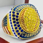 5 STAR SOFTBALL CHAMPION RING --- WHITE BODY, BLUE STONES (Item #37-116)
