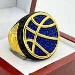 5 STAR BASKETBALL CHAMPION RING - BLACK BODY, BLUE STONES (Item #52-120)