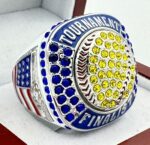 5 STAR SOFTBALL FINALIST RING - WHITE BODY, BLUE STONES (Item #37-113)