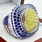 5 STAR SOFTBALL FINALIST RING - WHITE BODY, BLUE STONES (Item #37-113)