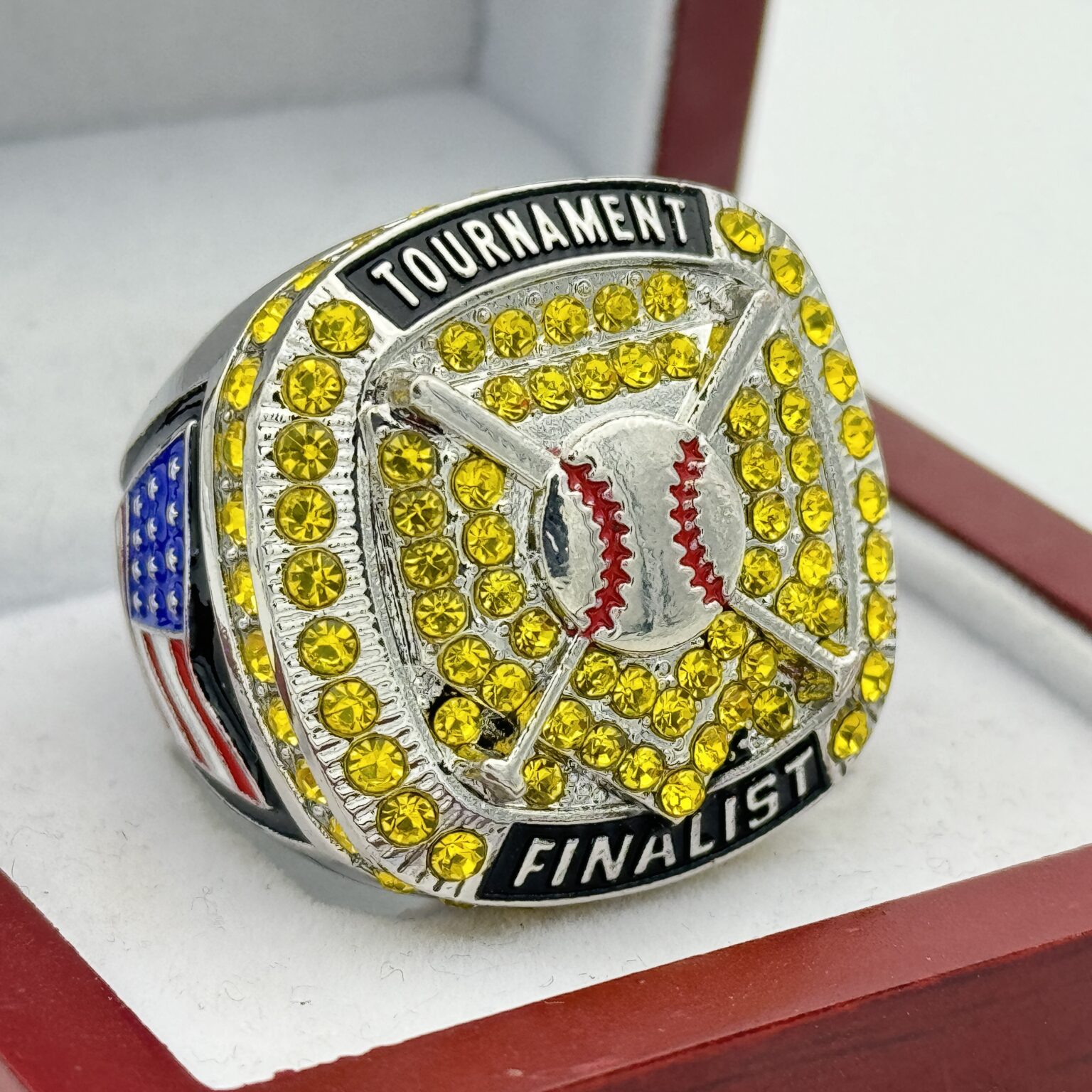 Gsl Softball Rings ROUND SOFTBALL RING - ROSE GOLD BODY (Item #30-169) - Discount Sports Rings