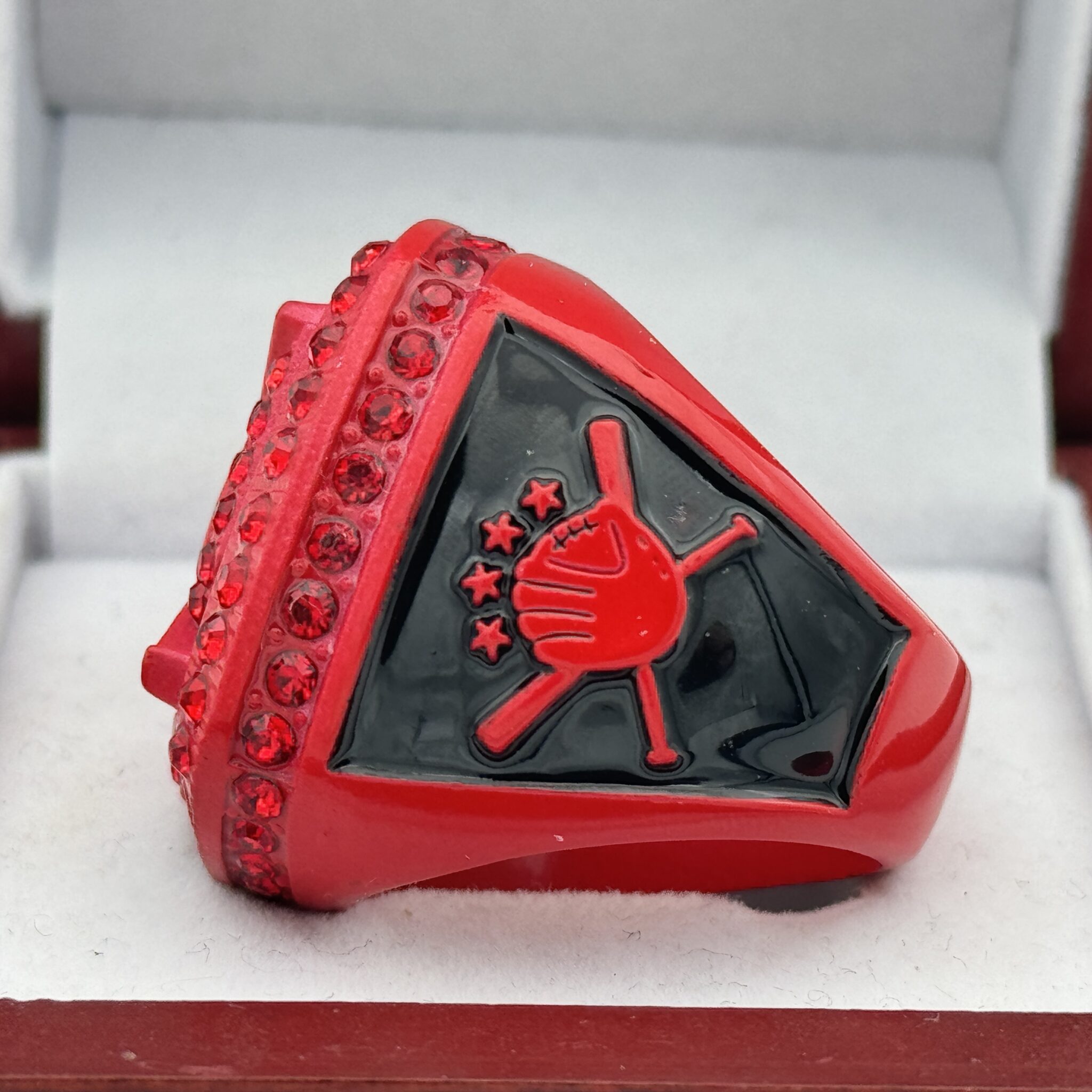 HOME PLATE CHAMPION RING - WHITE BODY, RED STONES (Item #50-56 ...