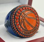 BASKETBALL CHAMPION RING --- BLACK BODY, PAINTED BALL (Item #52-132)