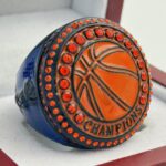 BASKETBALL CHAMPION RING --- BLACK BODY, PAINTED BALL (Item #52-132)