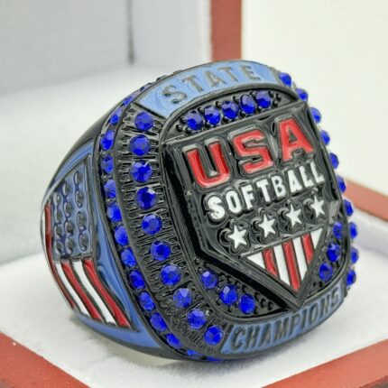 USAS STATE CHAMPION RING --- BLACK BODY, BLUE STONES (Item #39-160)