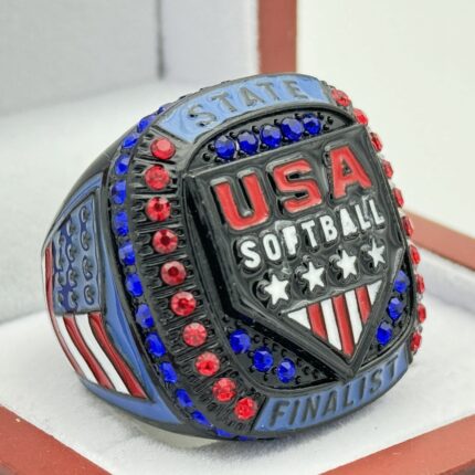 USAS STATE FINALIST RING --- BLACK BODY, RED STONES (Item #39-157)