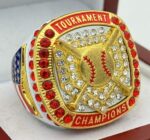 5 STAR HOME PLATE CHAMPION RING --- WHITE BODY, RED STONES (Item #37-32)