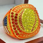 5 STAR SOFTBALL CHAMPION RING --- NEON ORANGE BODY (Item #37-124)