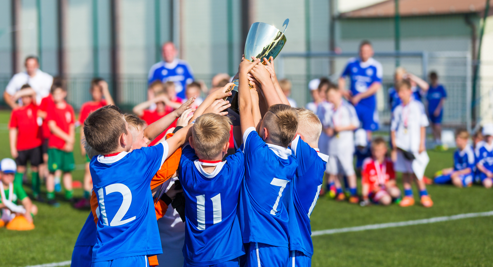 Boys Celebrating Soccer Football Championship.