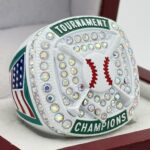 HOME PLATE CHAMPION RING --- WHITE BODY, GREEN PAINT (Item #50-124)