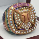 5 STAR HOME PLATE LEAGUE PARTICIPATION RING --- RAINBOW BODY, BRONZE (Item #62-221)
