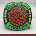 BASKETBALL FINALIST RING --- BLACK BODY, GREEN STONES (Item #52-01) - Image 3