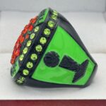 BASKETBALL FINALIST RING --- BLACK BODY, GREEN STONES (Item #52-01) - Image 2