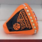 BASKETBALL CHAMPION RING --- NEON ORANGE BODY, PRISMATIC STONES (Item #52-16) - Image 4