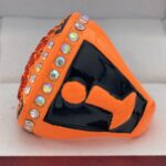 BASKETBALL CHAMPION RING --- NEON ORANGE BODY, PRISMATIC STONES (Item #52-16) - Image 2