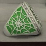 GLOWING GHOST CHAMPION RING --- WHITE BODY, GREEN STONES (Item#43-108) - Image 6