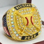 ALL-STAR 2026 HOME PLATE RING --- GOLD BODY, PRISMATIC STONES (Item #54-33)