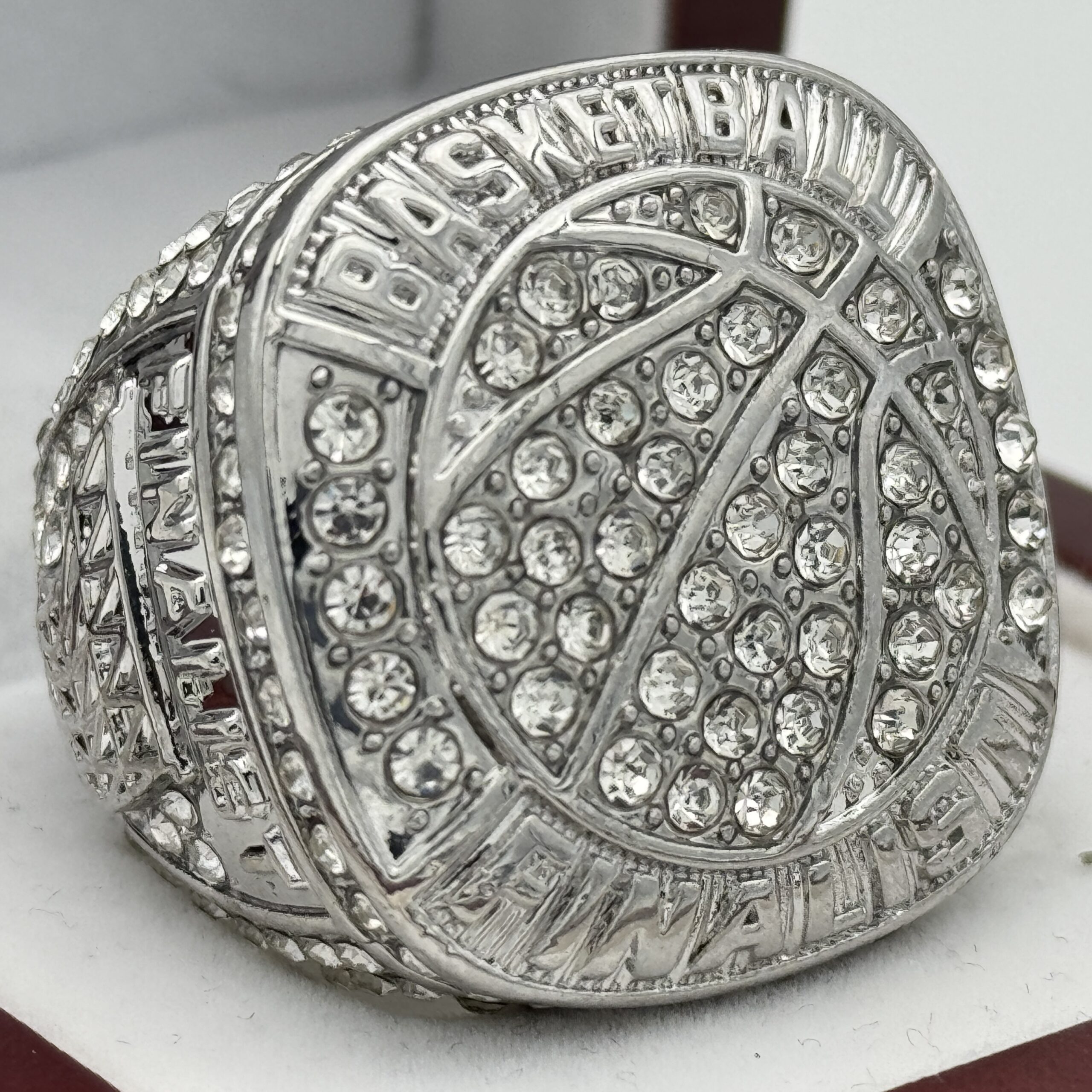 IMG_3271 ICED OUT BASKETBALL FINALIST RING --- SILVER BODY, STONES ON BALL (Item #59-53) - Image 1