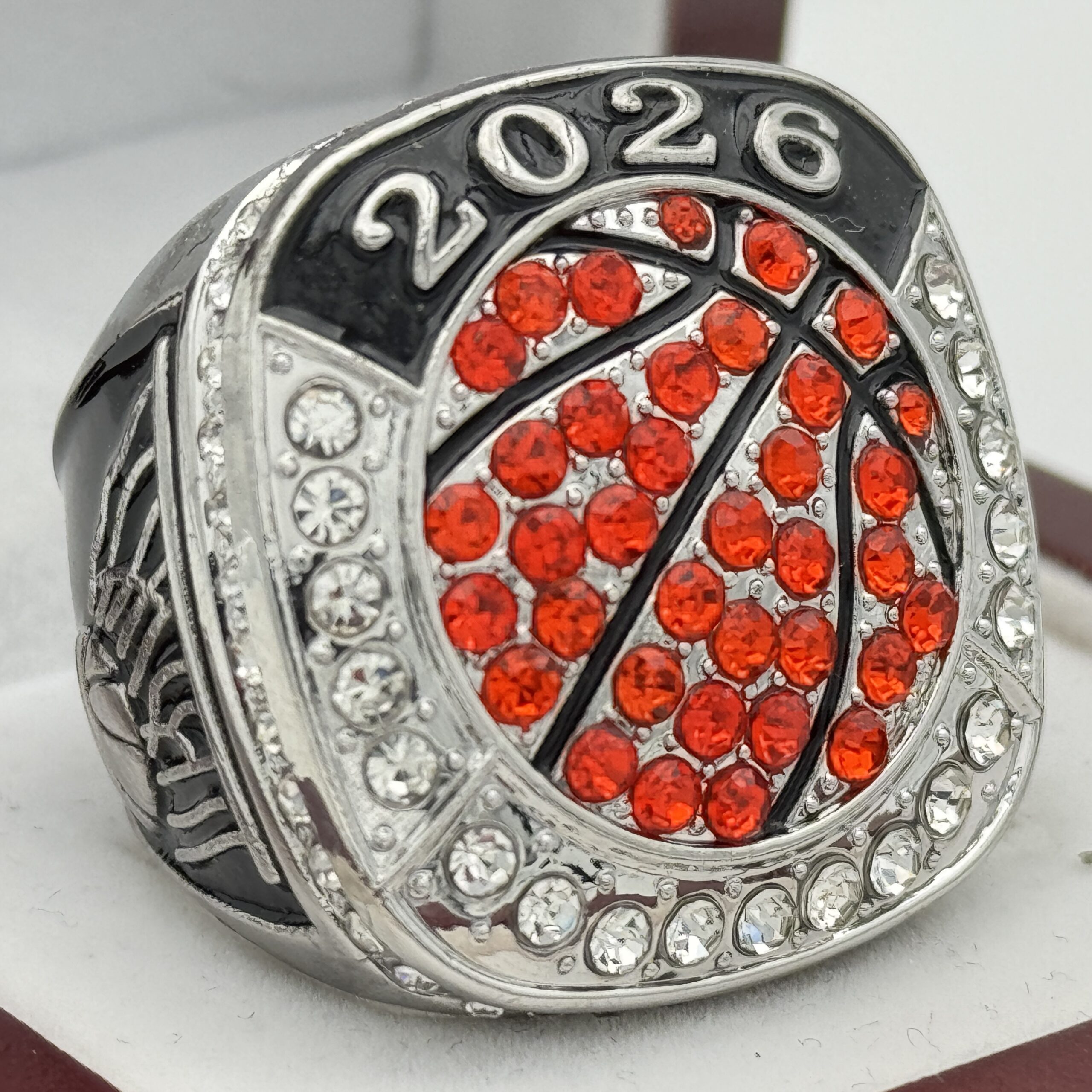 IMG_3272 2026 BASKETBALL PARTICIPATION RING --- SILVER, WITH STONES (Item #54-61) - Image 1