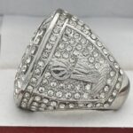 ICED OUT BASKETBALL FINALIST RING --- SILVER BODY, STONES ON BALL (Item #59-53) - Image 2