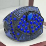 CLASSIC FOOTBALL CHAMPION RING --- BLACK BODY, BLUE STONE (Item #51-88)