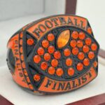 CLASSIC FOOTBALL FINALIST RING --- BLACK BODY, ORANGE STONE (Item #51-89)
