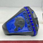 CLASSIC FOOTBALL CHAMPION RING --- BLACK BODY, BLUE STONE (Item #51-88) - Image 4