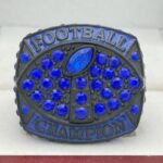 CLASSIC FOOTBALL CHAMPION RING --- BLACK BODY, BLUE STONE (Item #51-88) - Image 3