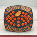 CLASSIC FOOTBALL CHAMPION RING --- BLACK BODY, ORANGE STONE (Item #51-92) - Image 3