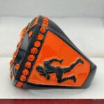 CLASSIC FOOTBALL FINALIST RING --- BLACK BODY, ORANGE STONE (Item #51-89) - Image 2