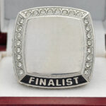 SQUARE ADD YOUR LOGO FINALIST RING --- SILVER BODY, CLEAR STONES, 2 ENGRAVABLE SIDES (Item #58-177) - Image 3