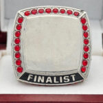 SQUARE ADD YOUR LOGO FINALIST RING --- SILVER BODY, RED STONES, 2 ENGRAVABLE SIDES (Item #58-173) - Image 3
