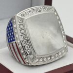 SQUARE ADD YOUR LOGO RING --- SILVER BODY, CLEAR STONES (Item #58-225)