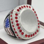 ROUND ADD YOUR LOGO RING --- SILVER BODY, RED STONES (Item #58-209)