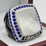 SQUARE ADD YOUR LOGO FINALIST RING --- SILVER BODY, BLUE STONES, 2 ENGRAVABLE SIDES (Item #58-181)