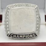 SQUARE ADD YOUR LOGO CHAMPION RING --- SILVER BODY, CLEAR STONES, 2 ENGRAVABLE SIDES (Item #59-180) - Image 3