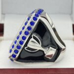 SQUARE ADD YOUR LOGO RING --- SILVER BODY, BLUE STONES (Item #58-229) - Image 2