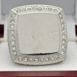 SQUARE ADD YOUR LOGO RING --- SILVER BODY, CLEAR STONES (Item #58-225) - Image 3